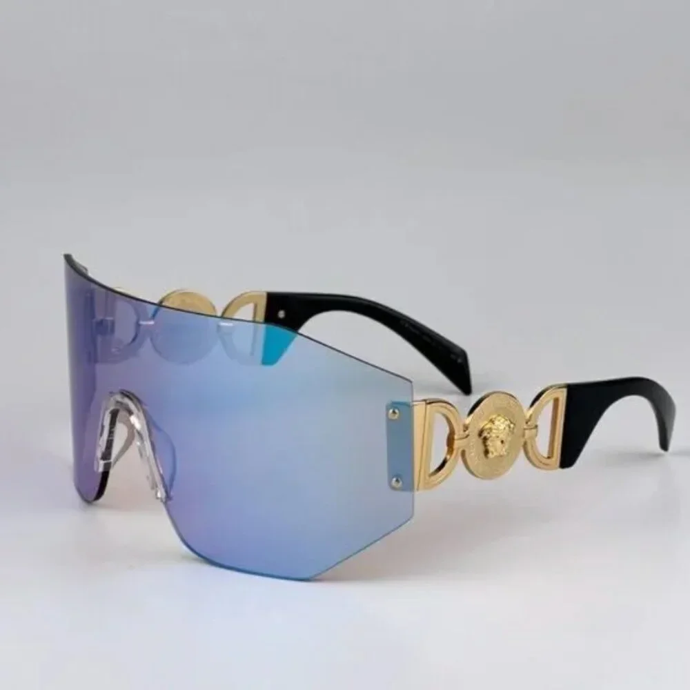 NEW Versace Pink Mirrored Blue Shield Unisex Sunglasses